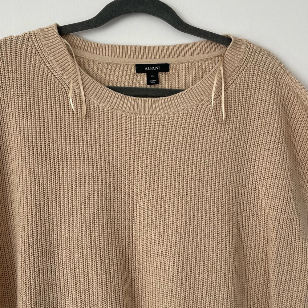 Alfani Tan Ribbed Knit Pullover